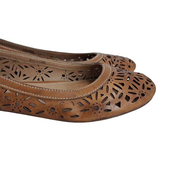 Pikolinos Alcoi Brown Leather Cutout Ballet Flats Size 40 US 9-9.5 Tan Floral - Picture 12 of 12